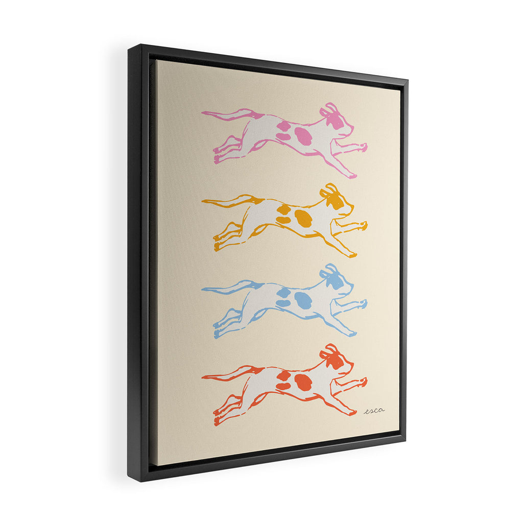 Colorful Puppies Framed Canvas Print Gallery Image 2