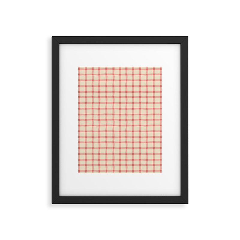 Strawberry Gingham Pattern Framed Art Print Gallery Image 6