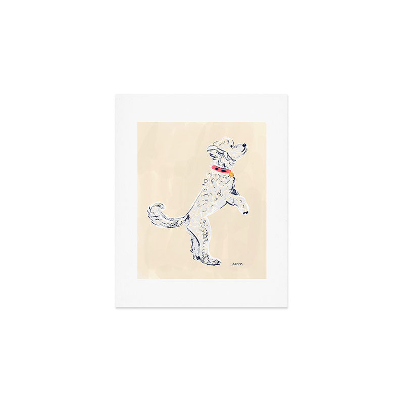 White Poodle  Art Print Gallery Image 1