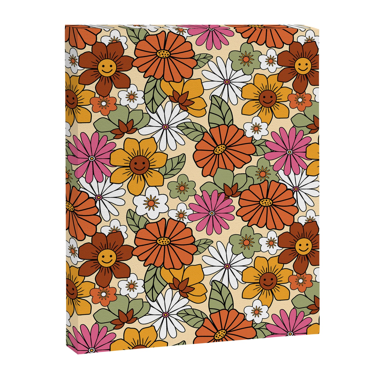 Retro 70s Boho Floral Pattern Canvas Print Gallery Image 8