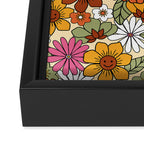 Retro 70s Boho Floral Pattern Framed Canvas Print Gallery Image 3