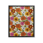 Retro 70s Boho Floral Pattern Framed Canvas Print Gallery Image 8