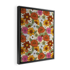 Retro 70s Boho Floral Pattern Framed Canvas Print Gallery Image 2