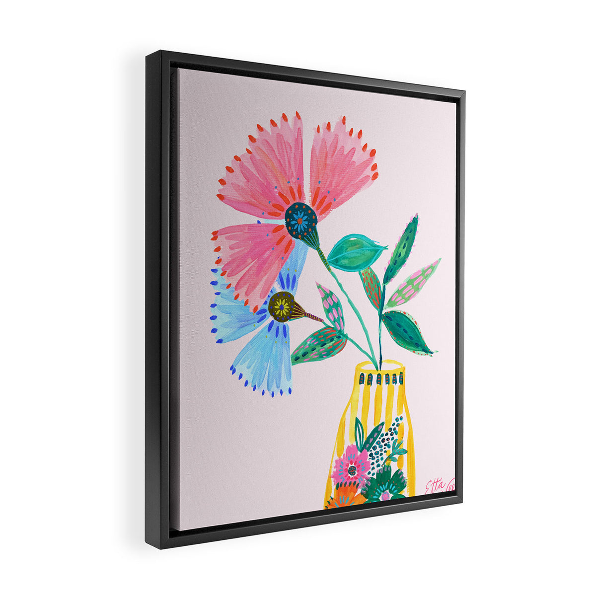 Boho Flowers Framed Canvas Print Gallery Image 2