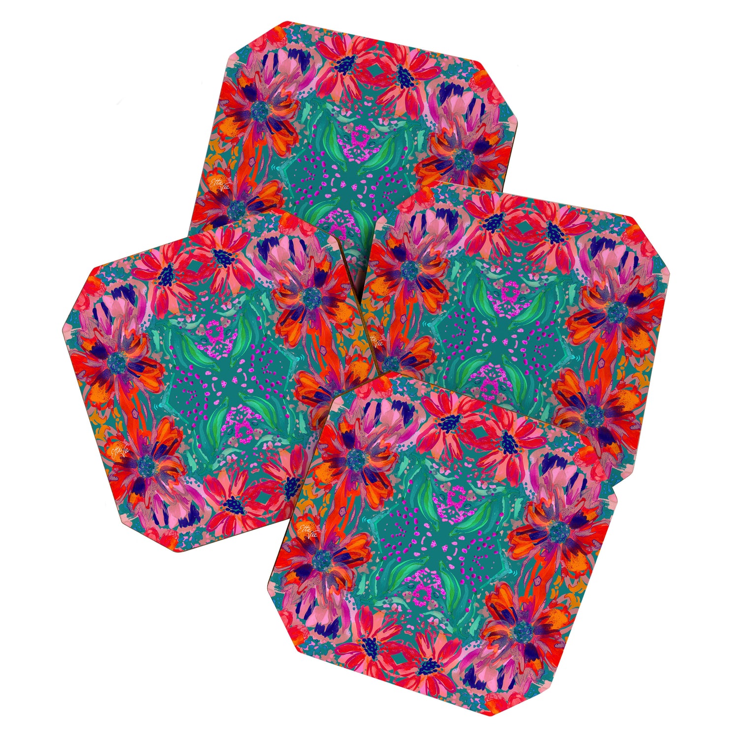 EttaVee Watercolor Florals Coaster Gallery Image 1