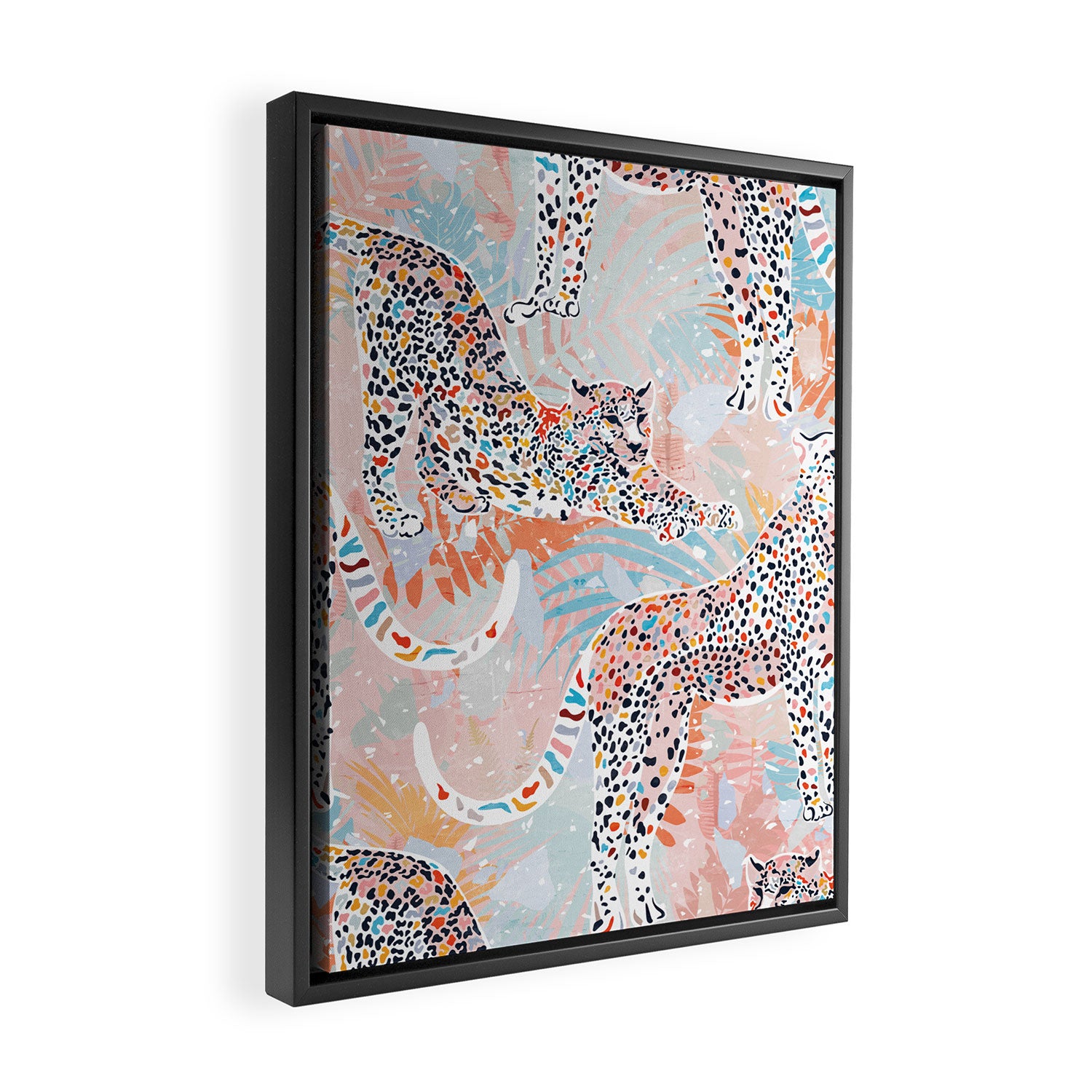 Colorful Wild Cats Framed Canvas Print Gallery Image 2