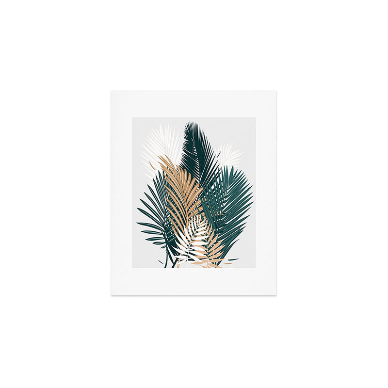 Gold and Green Palm Leaves Art Print