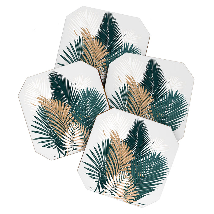 Gold and Green Palm Leaves Coaster Gallery Image 1