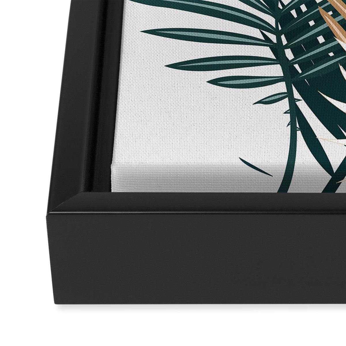 Gold and Green Palm Leaves Framed Canvas Print Gallery Image 2