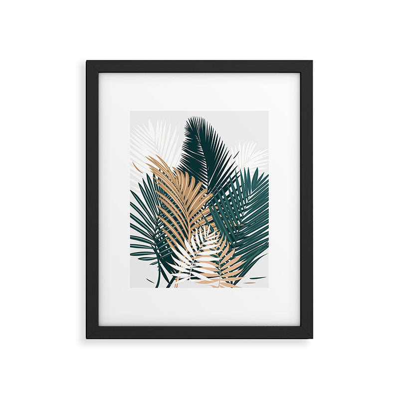 Gold and Green Palm Leaves Framed Art Print Gallery Image 6