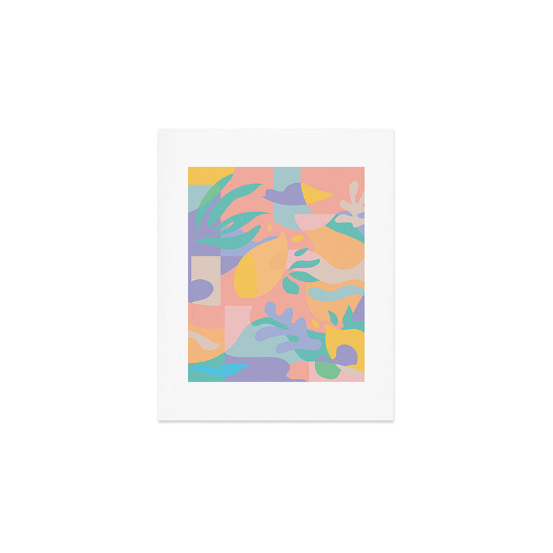 Lemons in Amalfi / Abstract shapes, Pink, Turquoise, Yellow, Lavender Art Print Gallery Image 1