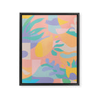 Lemons in Amalfi / Abstract shapes, Pink, Turquoise, Yellow, Lavender Framed Canvas Print Gallery Image 8