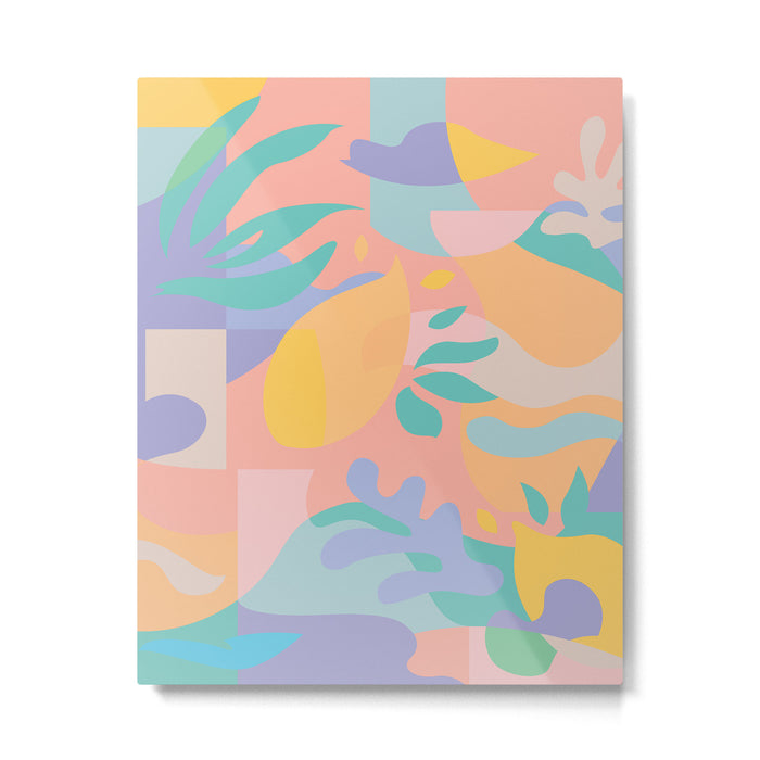 Lemons in Amalfi / Abstract shapes, Pink, Turquoise, Yellow, Lavender Metal Print Gallery Image 1