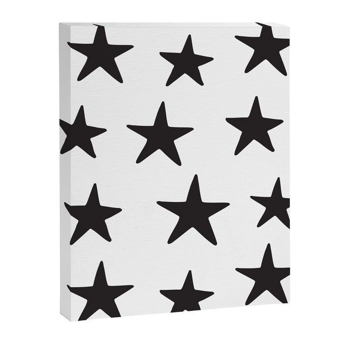 Star Pattern Black On White Canvas Print Gallery Image 1