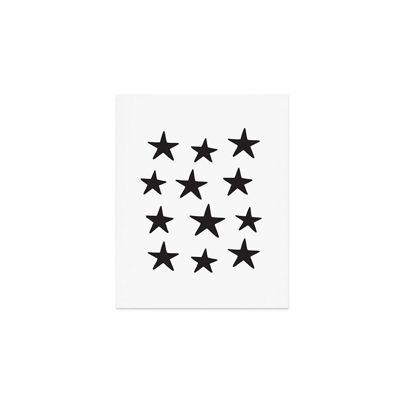 Star Pattern Black On White Art Print Gallery Image 1