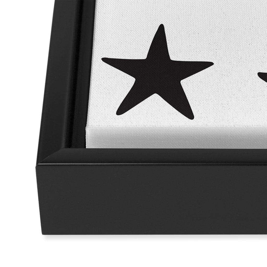 Star Pattern Black On White Framed Canvas Print Gallery Image 3