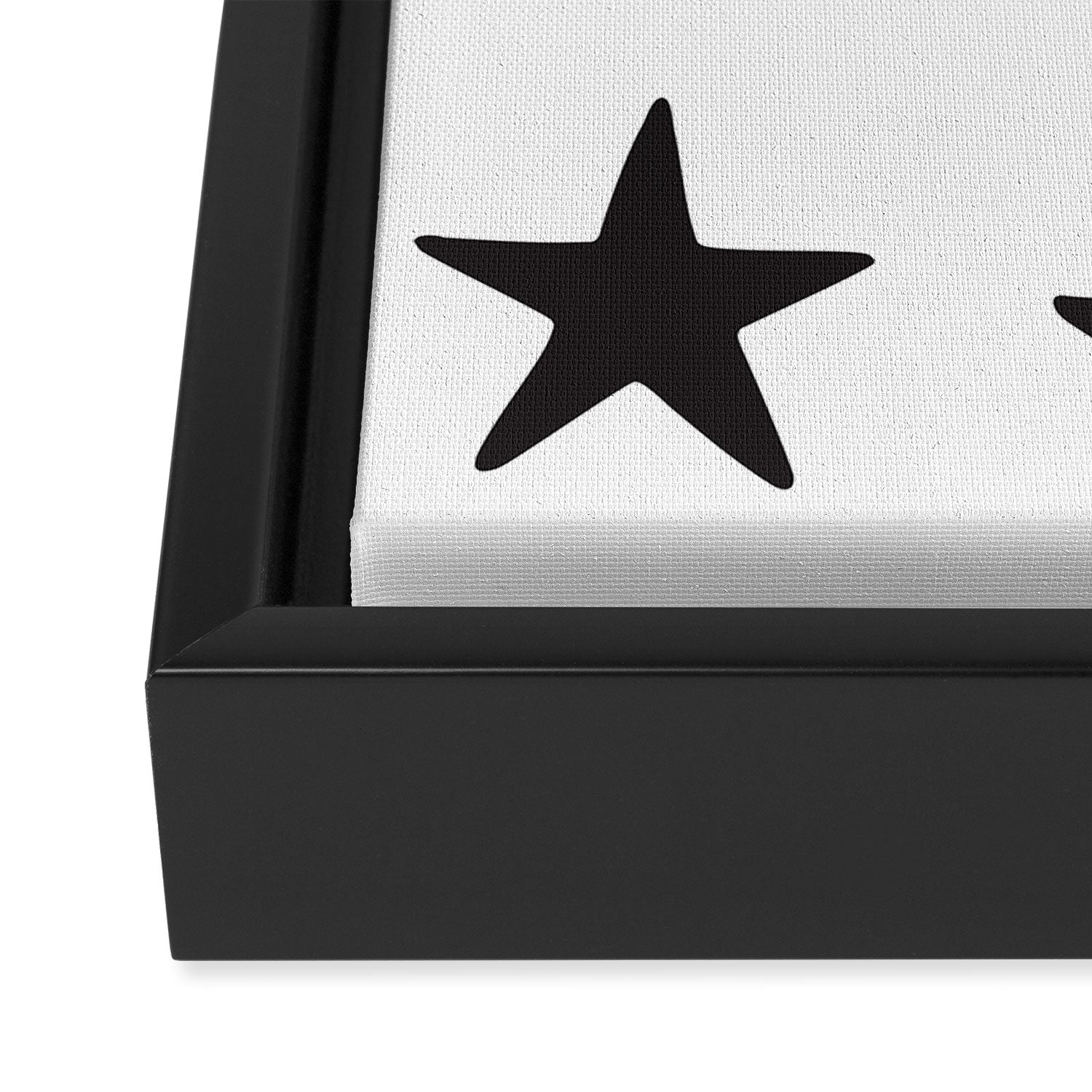 Star Pattern Black On White Framed Canvas Print Gallery Image 3