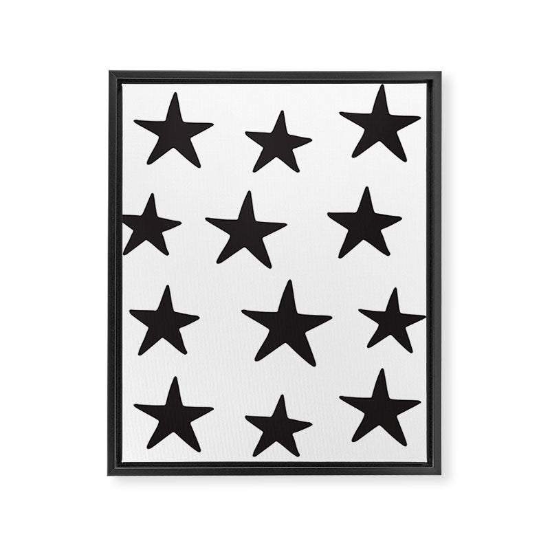 Star Pattern Black On White Framed Canvas Print Gallery Image 8