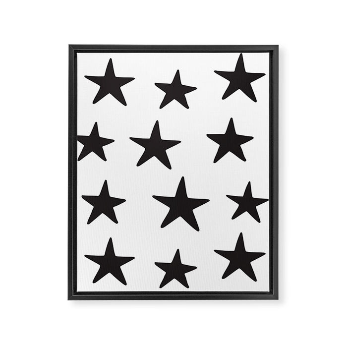 Star Pattern Black On White Framed Canvas Print Gallery Image 1