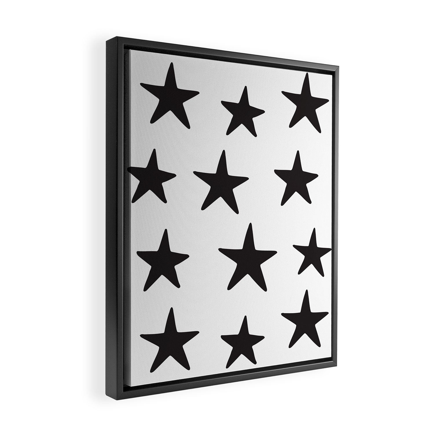Star Pattern Black On White Framed Canvas Print Gallery Image 2