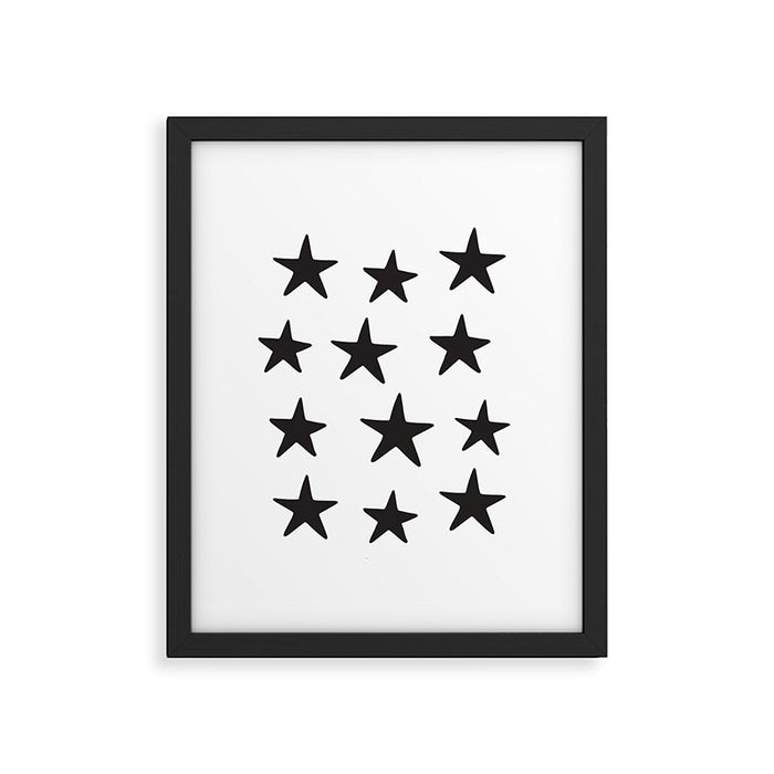 Star Pattern Black On White Framed Art Print Gallery Image 1