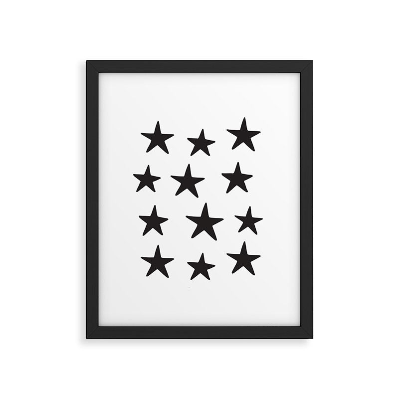 Star Pattern Black On White Framed Art Print Gallery Image 6