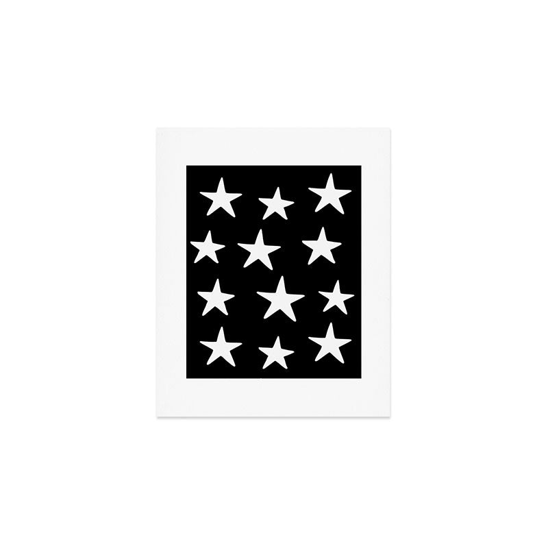 Star Pattern White On Black Art Print Gallery Image 1