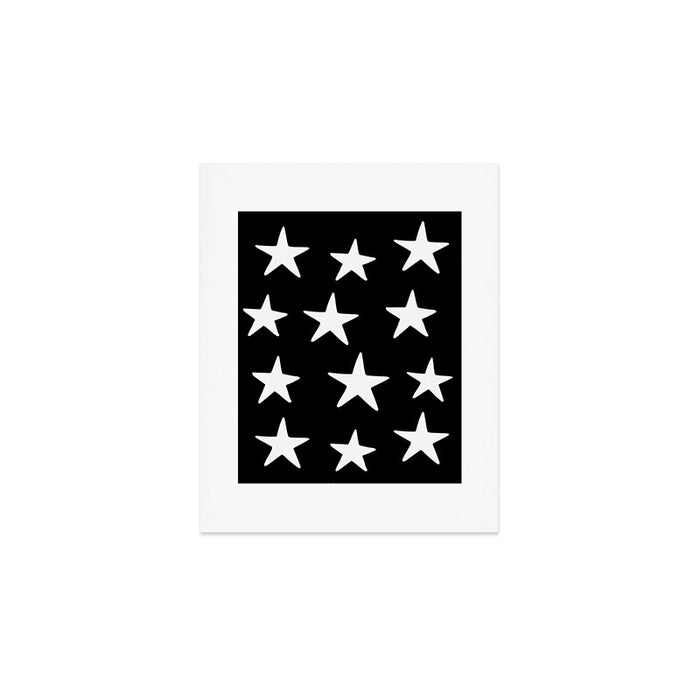 Star Pattern White On Black Art Print Gallery Image 1