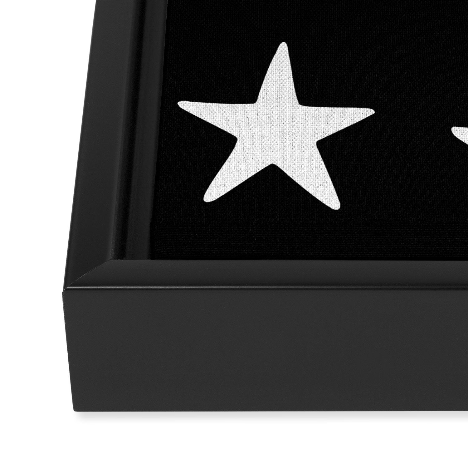 Star Pattern White On Black Framed Canvas Print Gallery Image 3