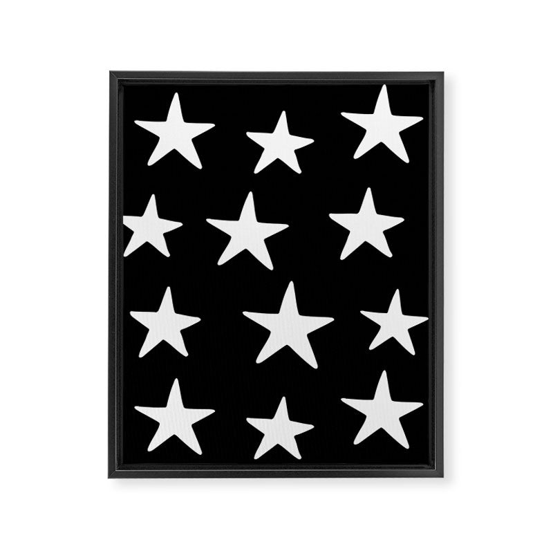 Star Pattern White On Black Framed Canvas Print Gallery Image 8
