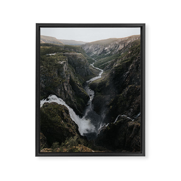 Voringsfossen Waterfall - Landscape and Nature Photography Framed Canvas Print Gallery Image 1