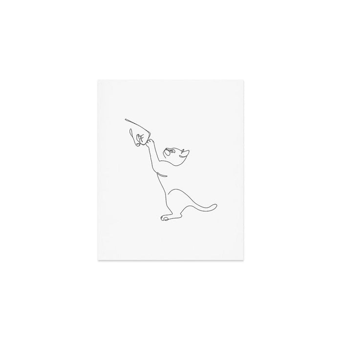 Cat and Owner Fist Bump Line Drawing Art Print Gallery Image 1