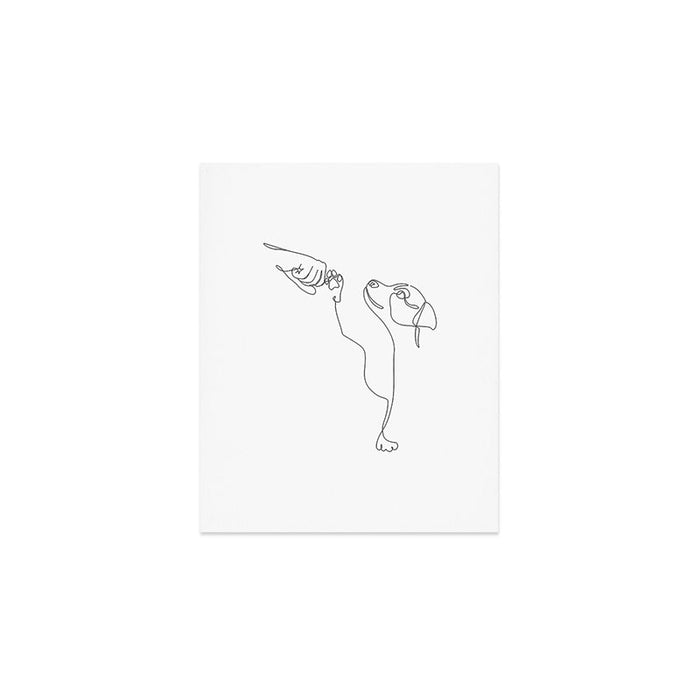 Dog and Owner Fist Bump Line Drawing Art Print Gallery Image 1