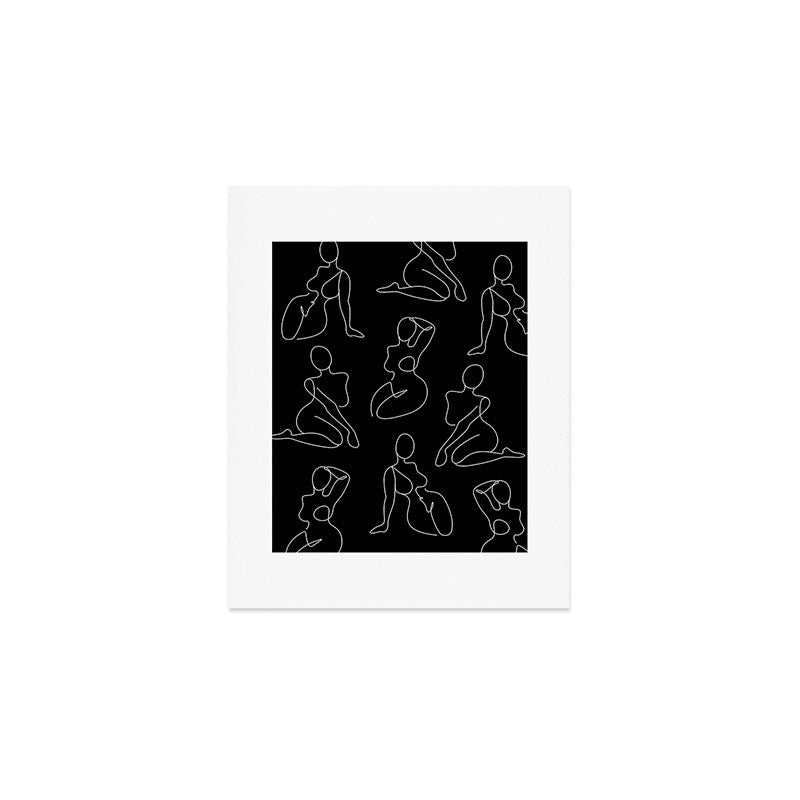 Full Body Girls in line black pattern Art Print Gallery Image 1
