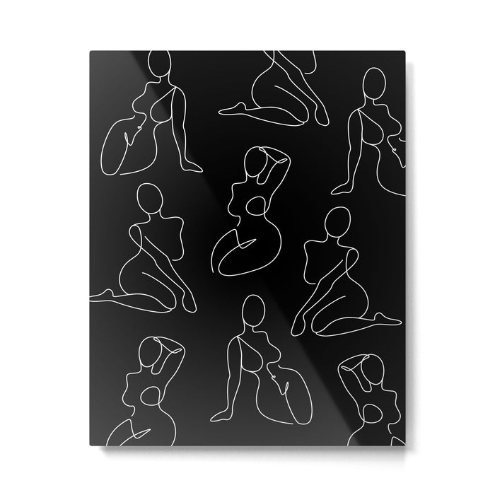 Full Body Girls in line black pattern Metal Print Gallery Image 1