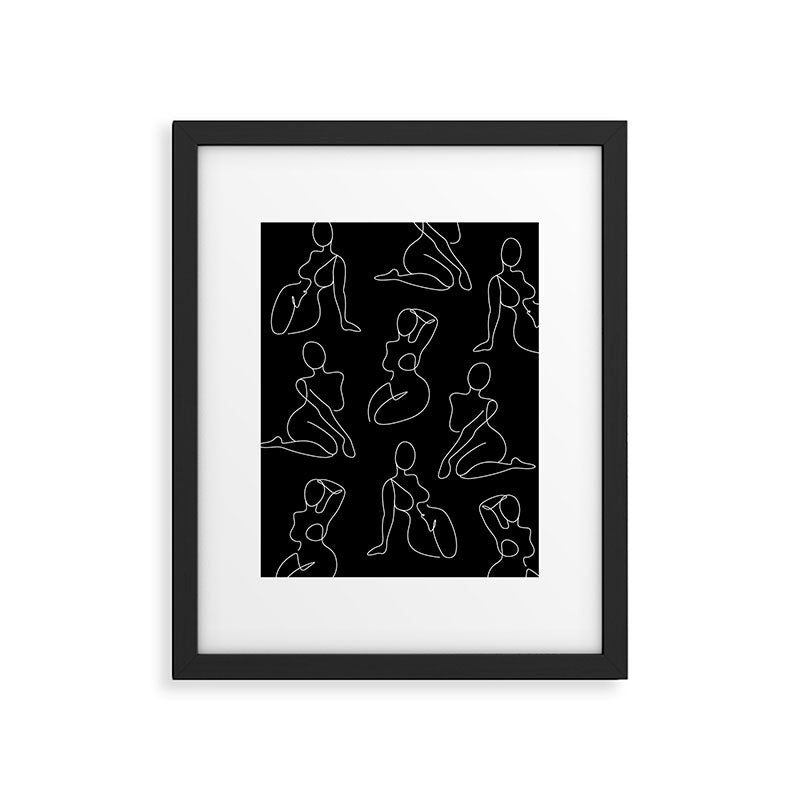Full Body Girls in line black pattern Framed Art Print Gallery Image 5