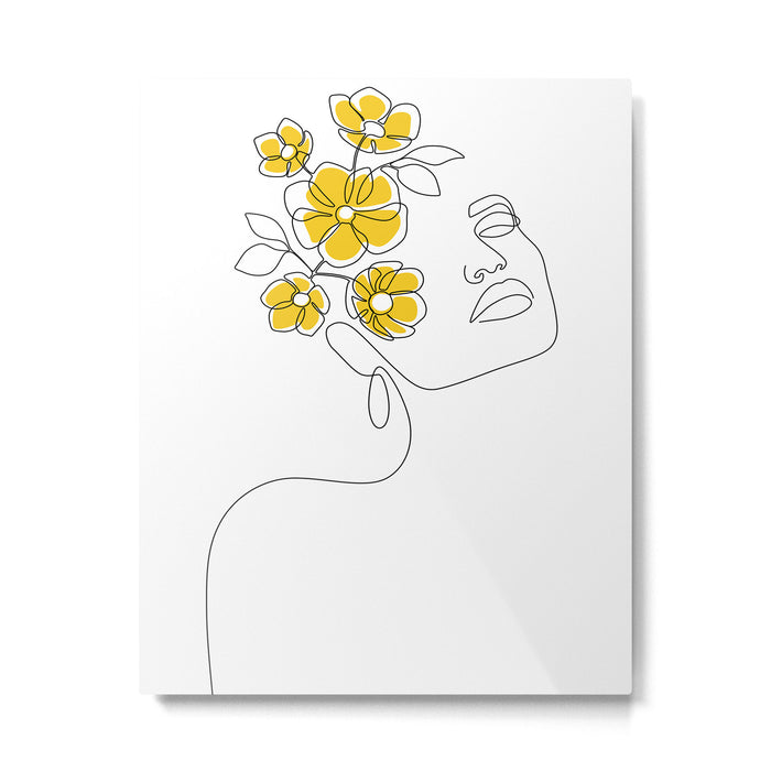 Mustard Bloom Girl Metal Print Gallery Image 1