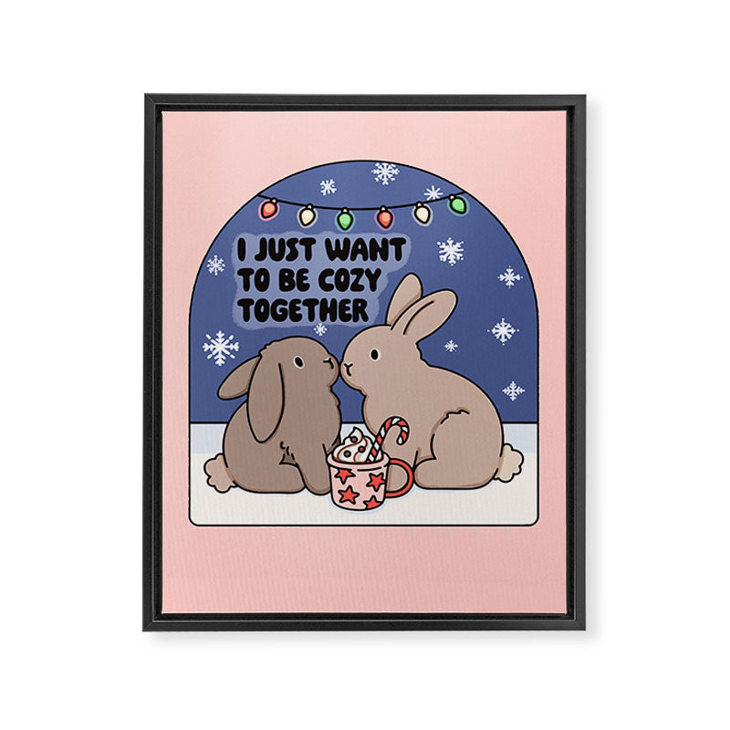 Cozy Winter Bunnies Framed Canvas Print Gallery Image 6