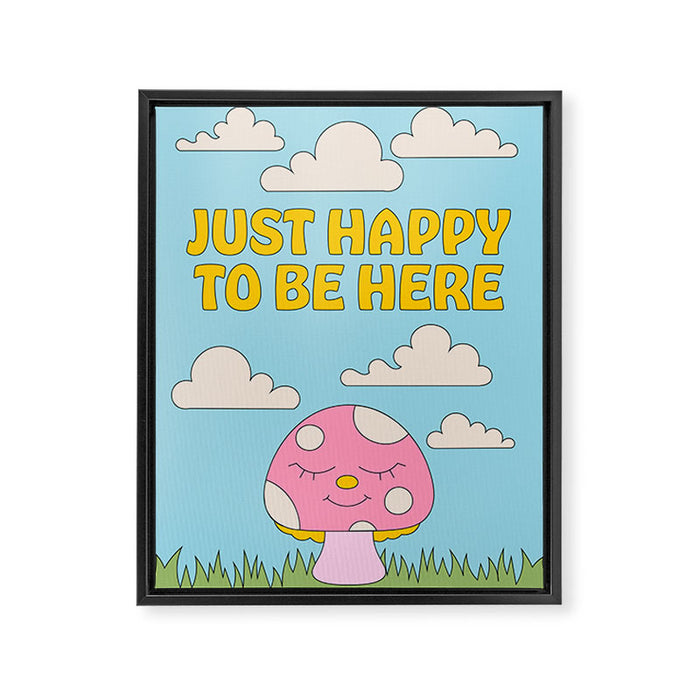 Happy Mushroom Framed Canvas Print Gallery Image 1