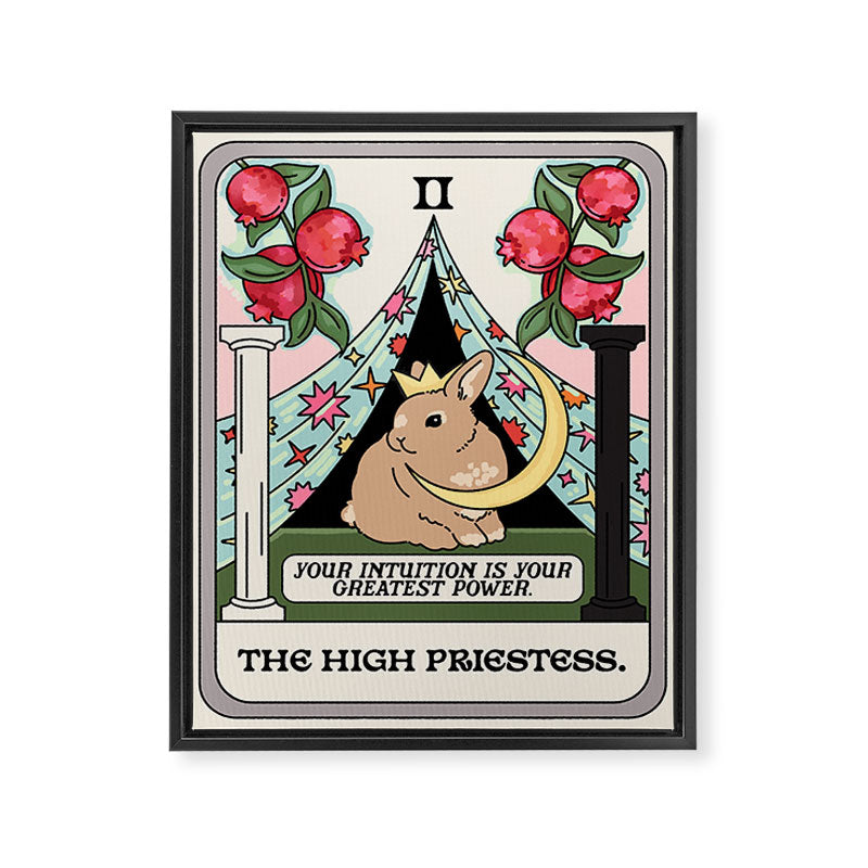 The High Priestess Bunny Tarot Card Framed Canvas Print Gallery Image 1