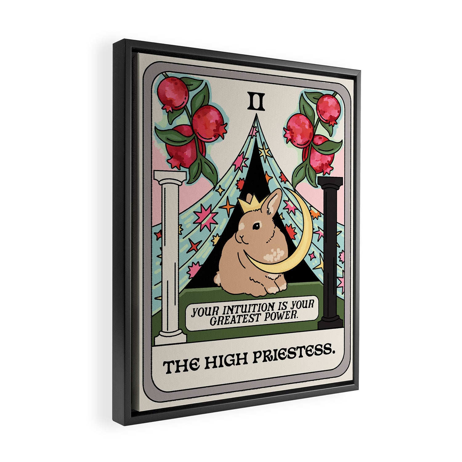 The High Priestess Bunny Tarot Card Framed Canvas Print Gallery Image 2