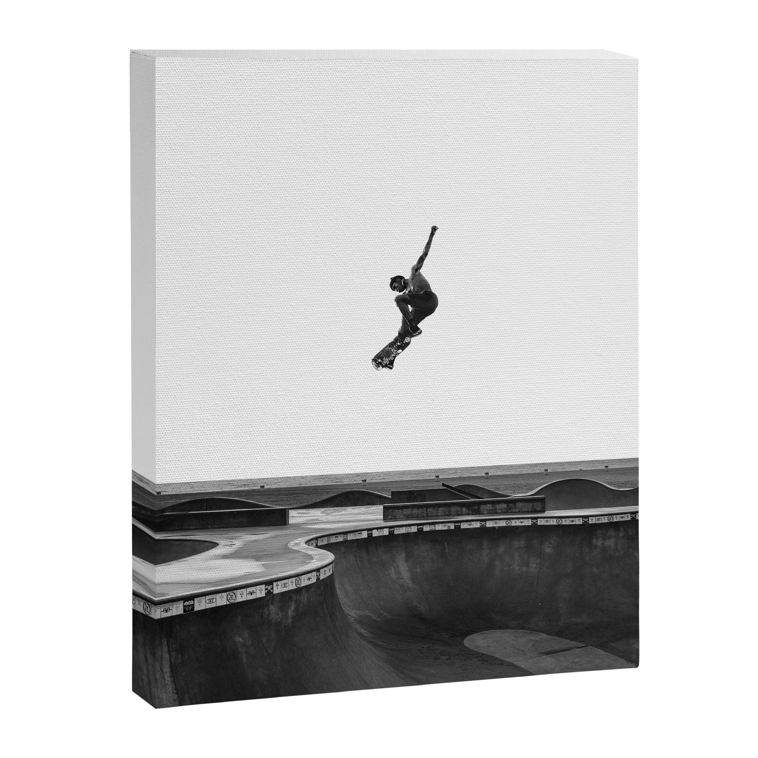 Air - Skateboarding at Venice Beach, Black and White Photography Canvas Print Gallery Image 6