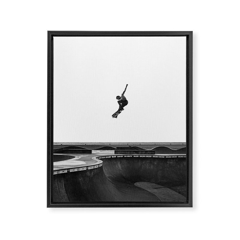 Air - Skateboarding at Venice Beach, Black and White Photography Framed Canvas Print Gallery Image 6