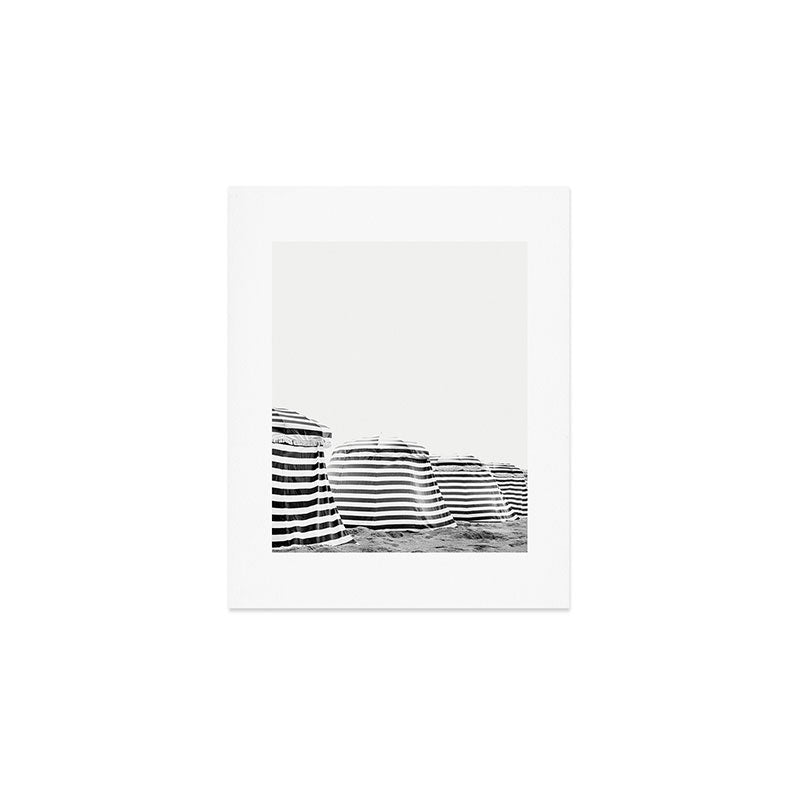 Beach Stripes - Minimalist Black and White Photography Art Print Gallery Image 1