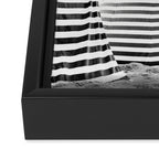 Beach Stripes - Minimalist Black and White Photography Framed Canvas Print Gallery Image 3