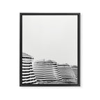 Beach Stripes - Minimalist Black and White Photography Framed Canvas Print Gallery Image 8
