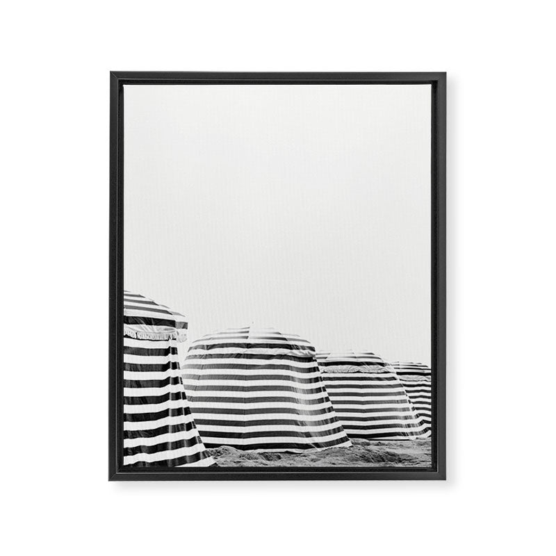 Beach Stripes - Minimalist Black and White Photography Framed Canvas Print Gallery Image 8