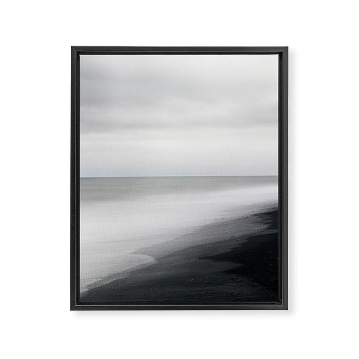 Black Beach, Iceland Abstract Landscape Framed Canvas Print Gallery Image 1