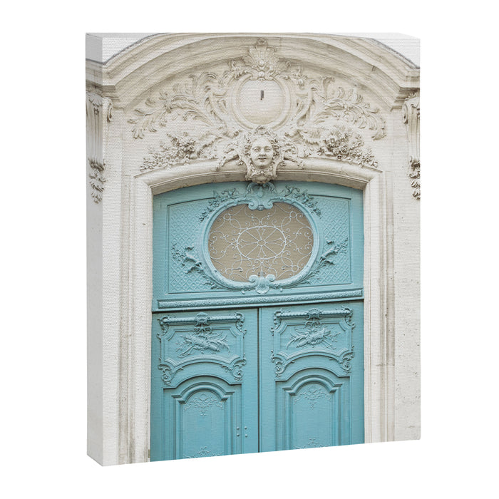 Blue Paris Door - Architecture Photograph, Travel Photography Canvas Print Gallery Image 1