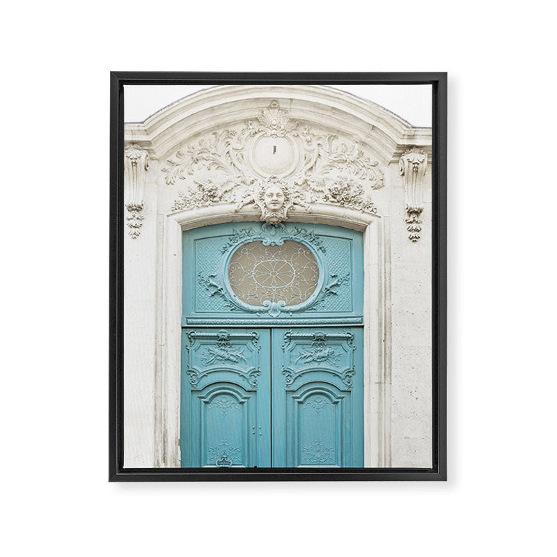 Blue Paris Door - Architecture Photograph, Travel Photography Framed Canvas Print Gallery Image 6